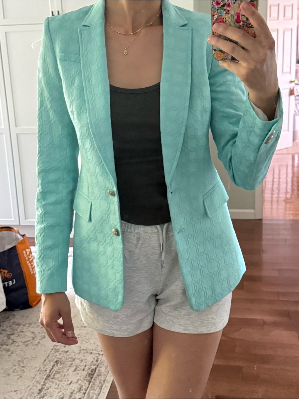 Banana Republic Aqua Textured Notch Lapel Blazer tall